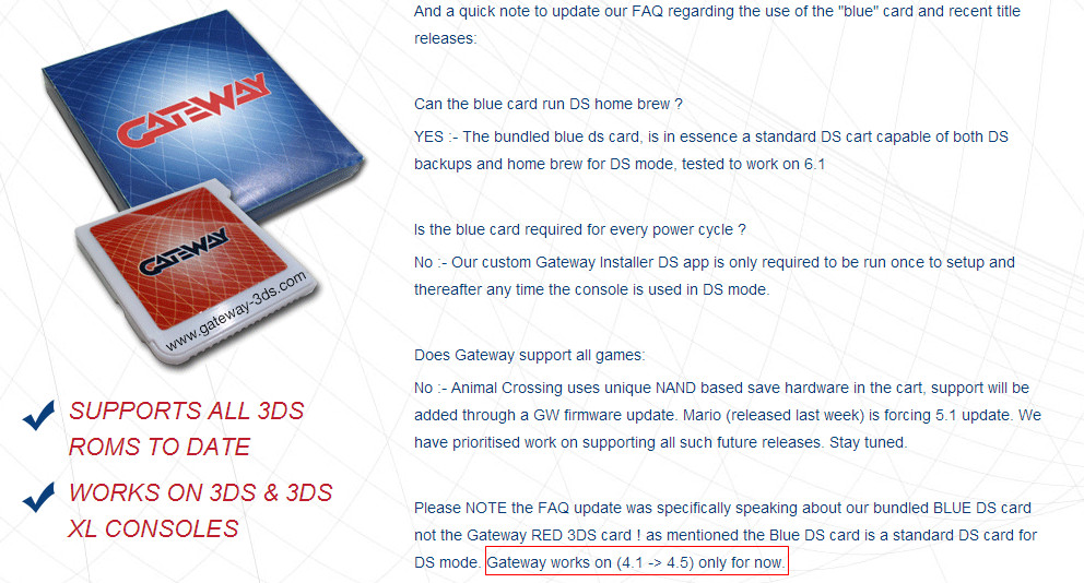 3ds烧录卡Gateway支持哪些3ds系统